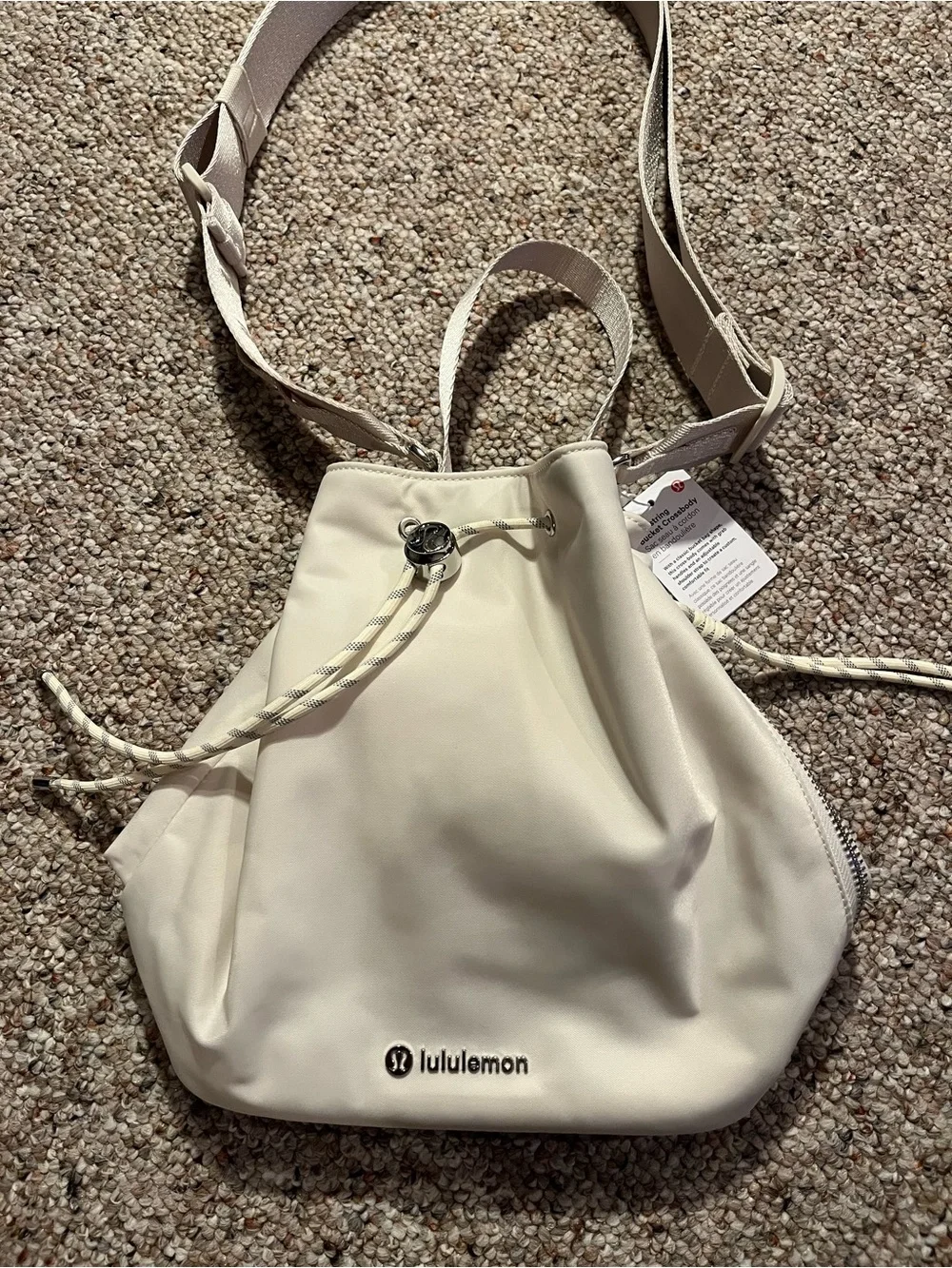 lululemon athletica Cream Drawstring Bucket Crossbody Bag